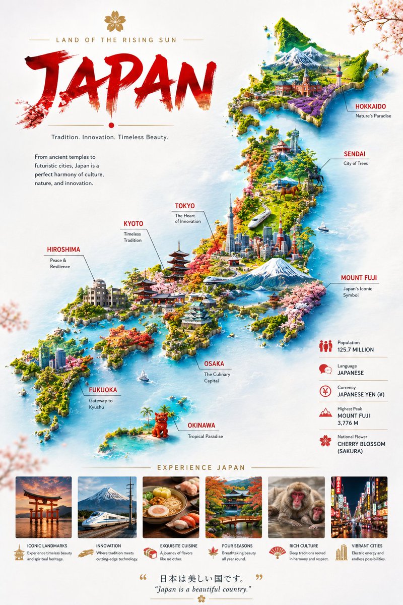Japan Travel Poster Infographic - AI image template preview