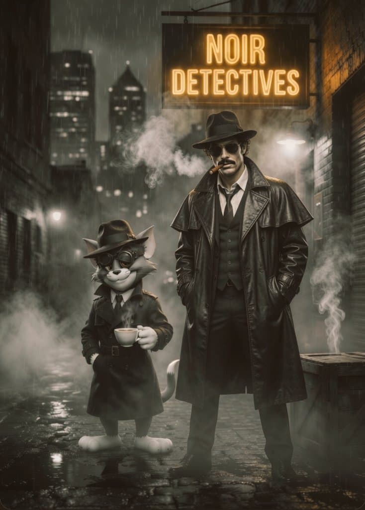 Noir Detective Film Masterpiece - AI image template preview