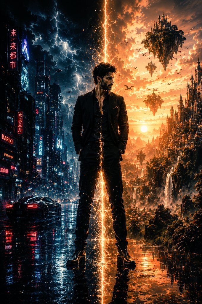 Epic Sci-Fi Parallel Worlds Artwork - AI image template preview