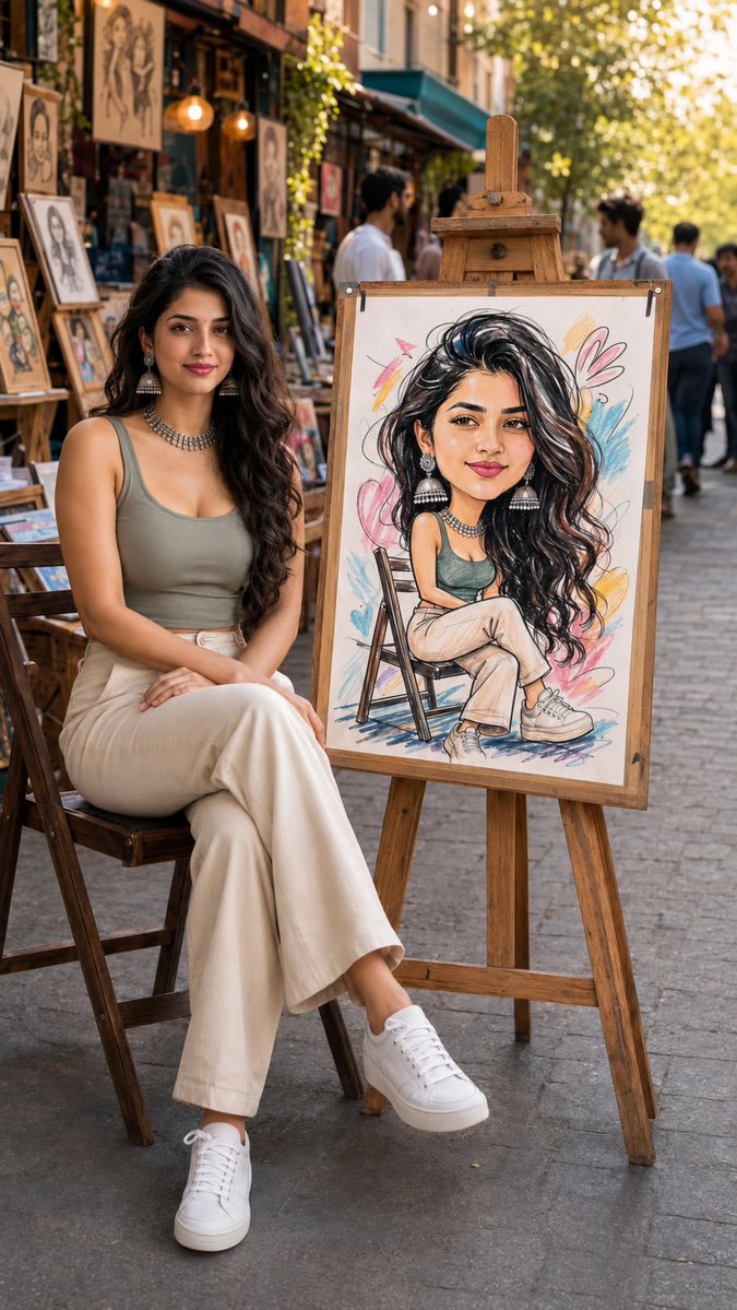 Art Street Market Caricature Portrait - AI image template preview