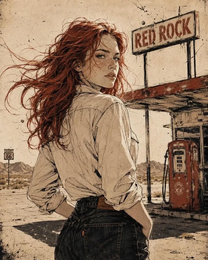Vintage Americana Desert Illustration - AI image template preview