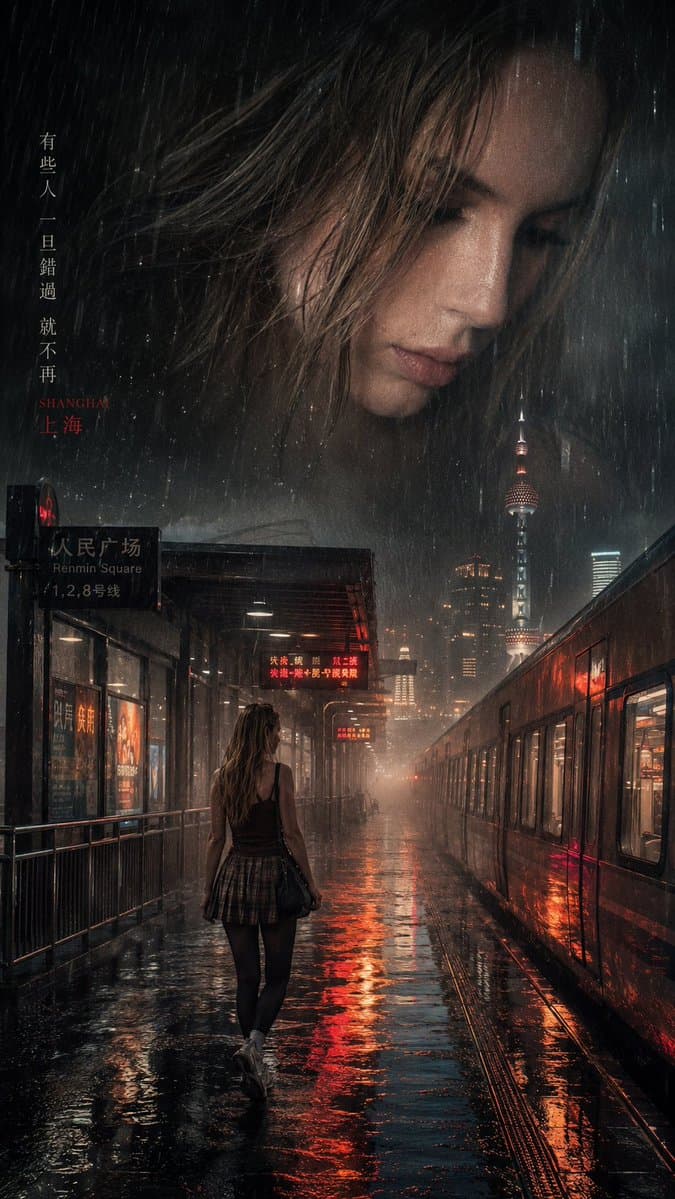 Double Exposure Movie Poster - AI image template preview