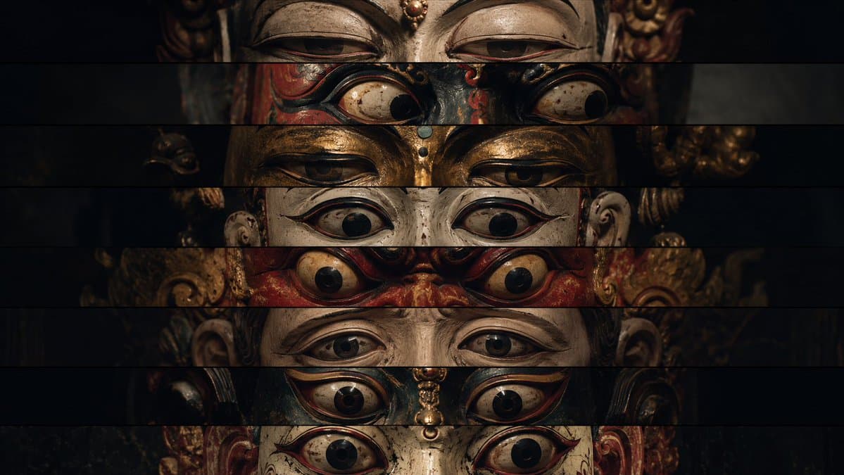 Surreal Theatrical Mask Collage - AI image template preview