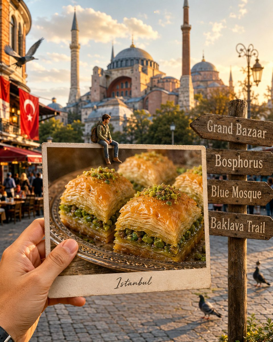 Hyper-realistic Travel Food Postcard - AI image template preview