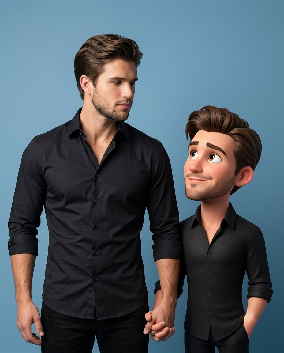 3D Caricature Companion Effect - AI image template preview