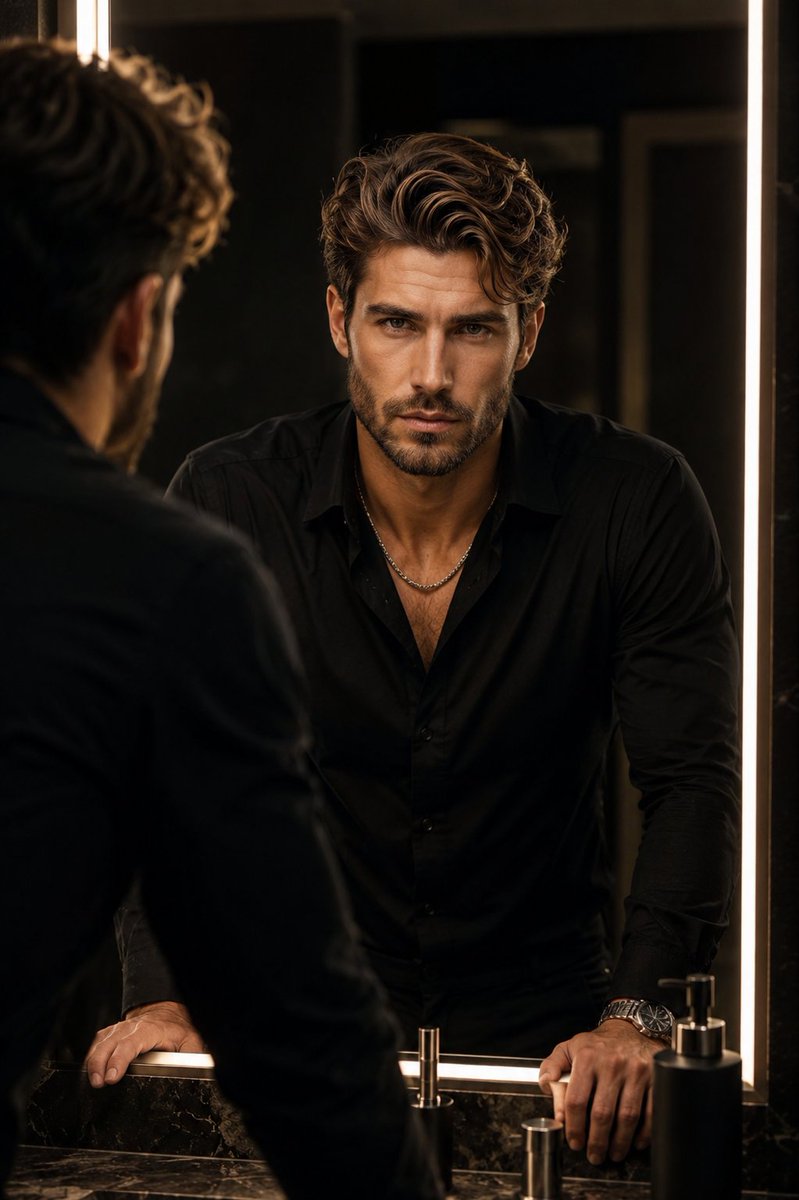 Luxury Bathroom Mirror Reflection - AI image template preview