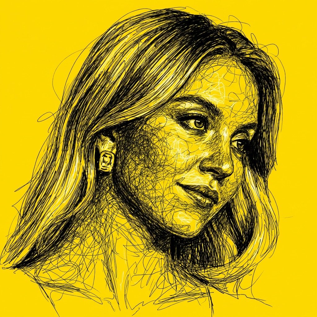 High Contrast Scribble Art Portrait - AI image template preview