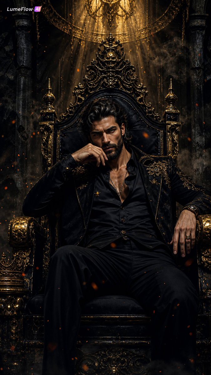 Dark Fantasy King Throne Portrait - AI image template preview