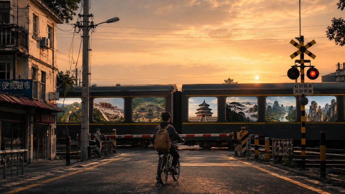 Surreal Train Window Scenery - AI image template preview