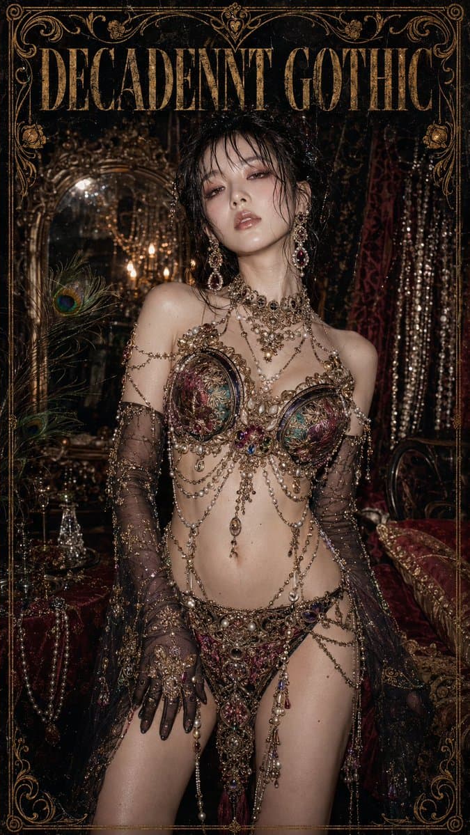 Decadent Gothic Boudoir Poster - AI image template preview
