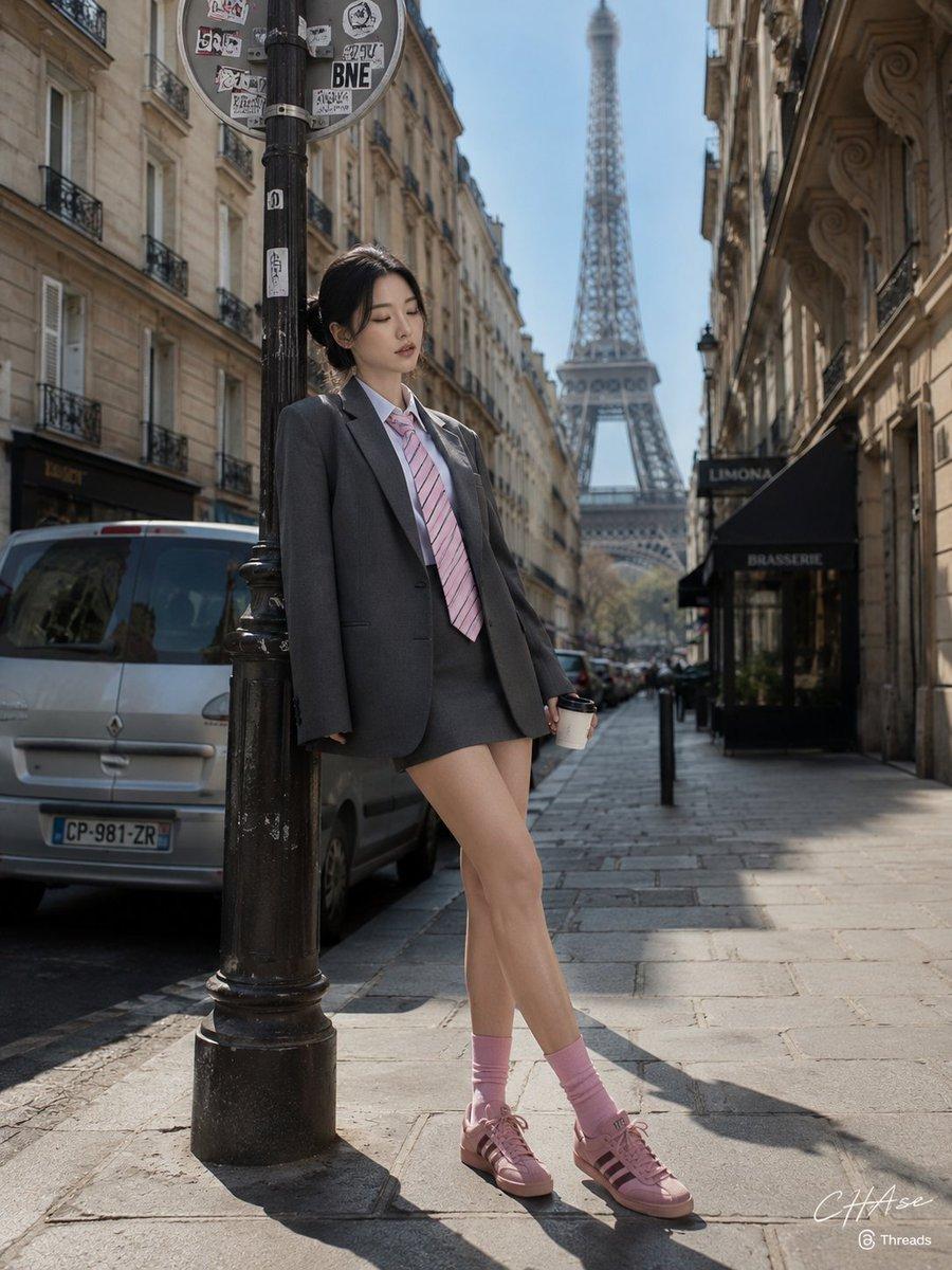 Parisian Chic Street Style Portrait - AI image template preview