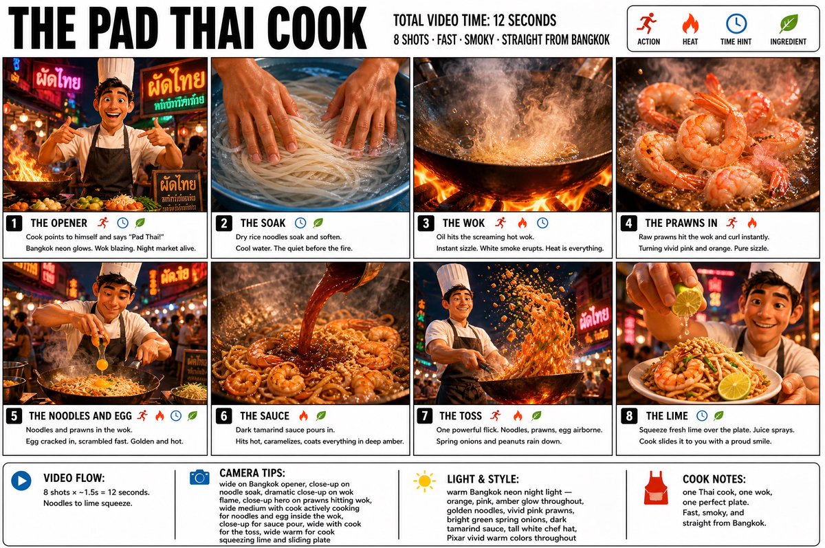 Pad Thai Cook Storyboard - AI image template preview