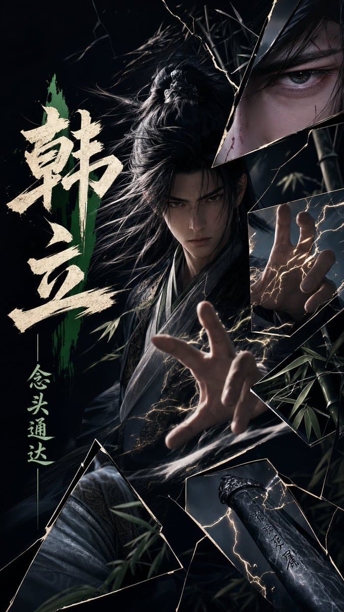 Dark Xianxia Shattered Glass Poster - AI image template preview