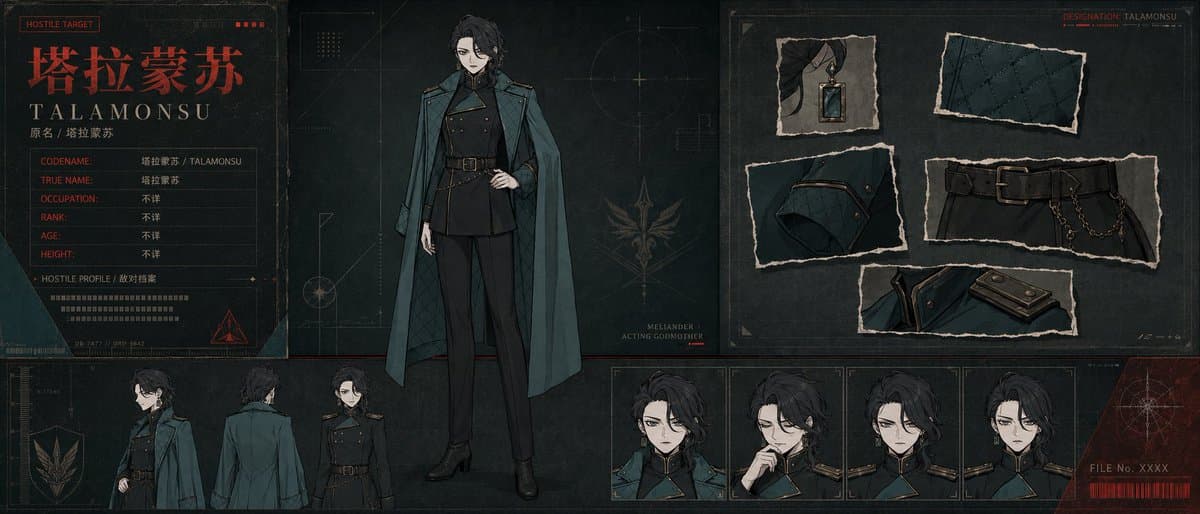 Dark TRPG Antagonist Character Sheet - AI image template preview
