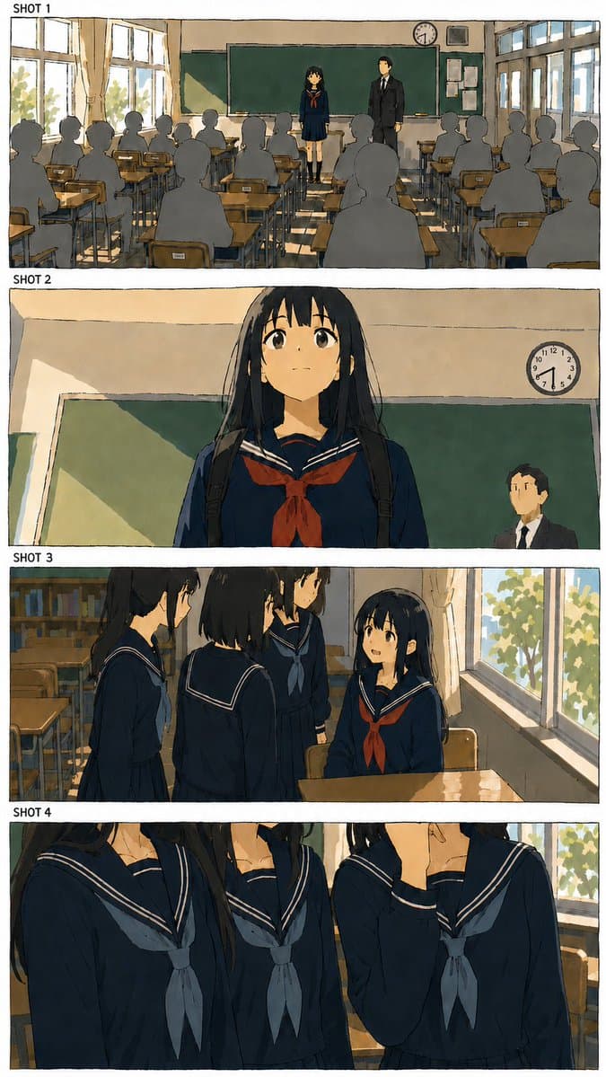 Anime Classroom Storyboard - AI image template preview