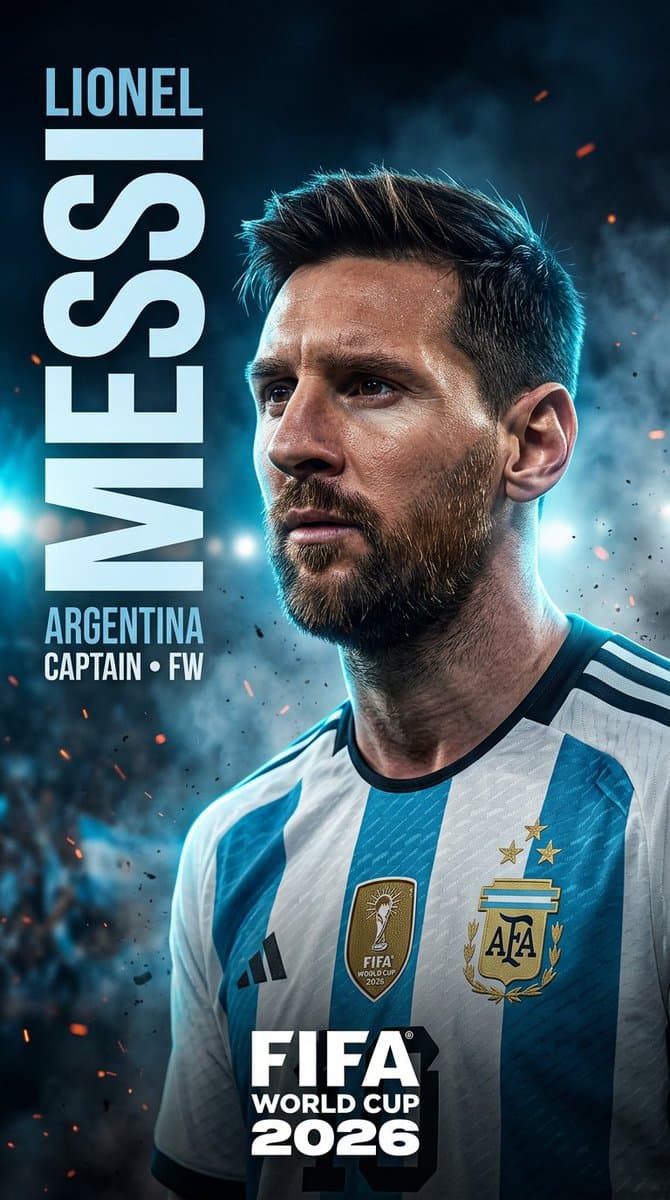 Argentina Messi World Cup Wallpaper - AI image template preview