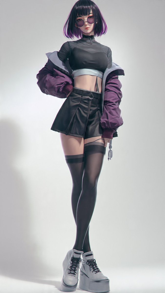 Anime Cyber Streetwear Full-Body Portrait - AI image template preview