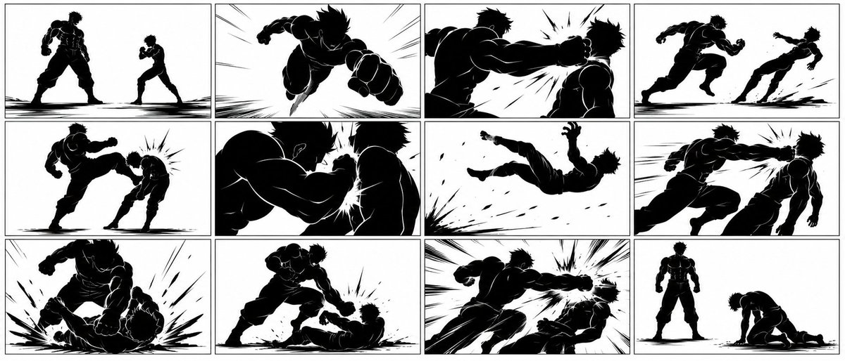 Ultra-Wide Anime Battle Storyboard - AI image template preview