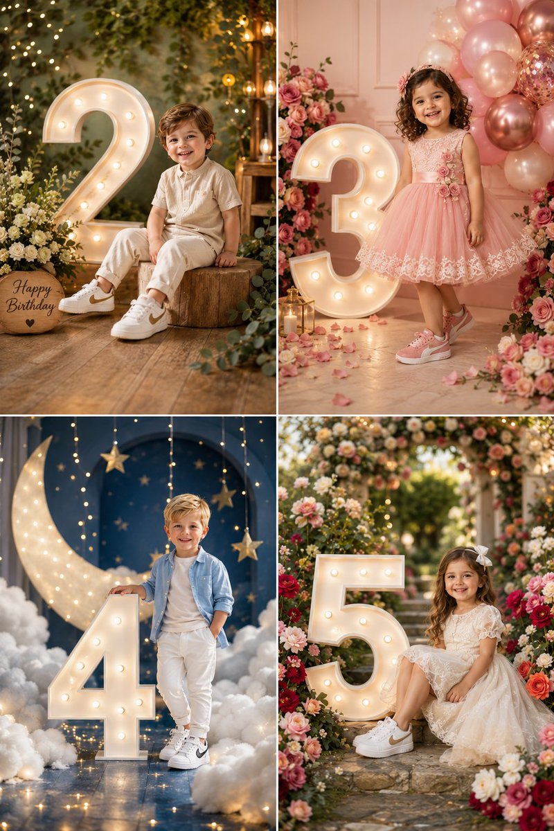 Luxury Child Birthday Photoshoot Themes - AI image template preview
