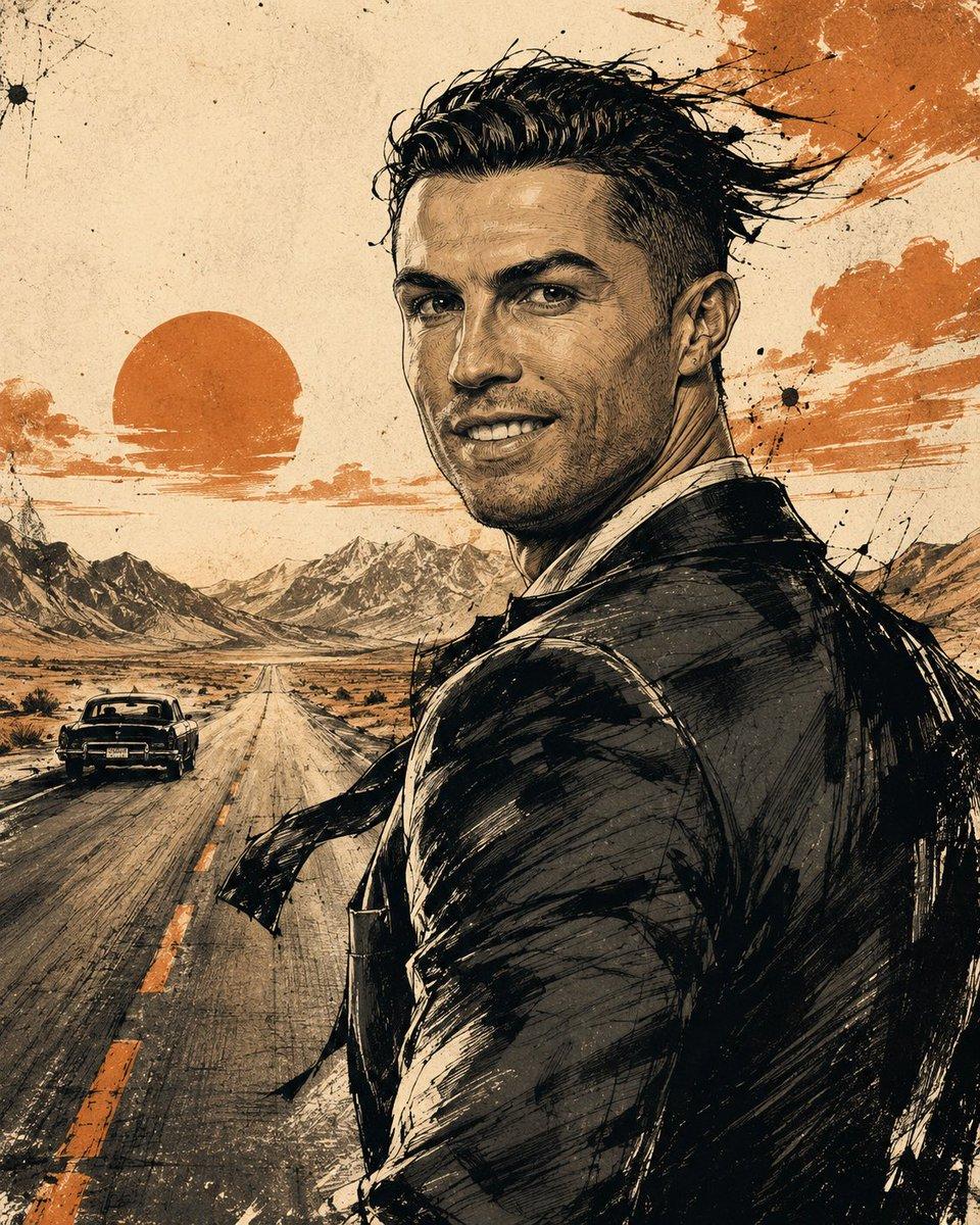 Cinematic Editorial Ink Illustration - AI image template preview