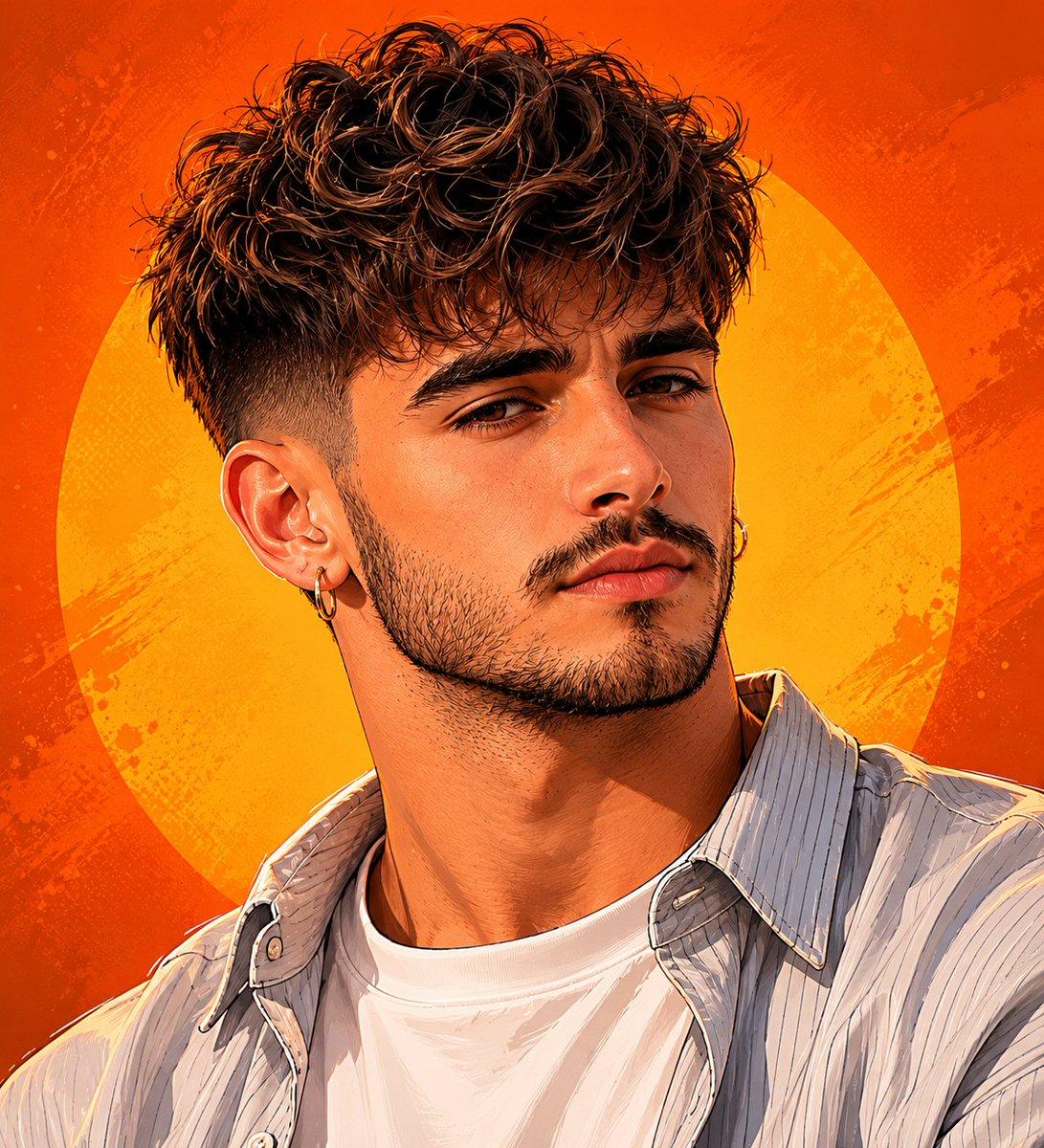 Detailed Digital Vector Portrait with Comic Shading - AI image template preview