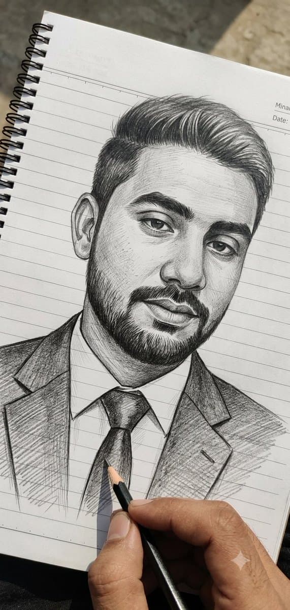 Hand-Drawn Pencil Sketch Portrait - AI image template preview