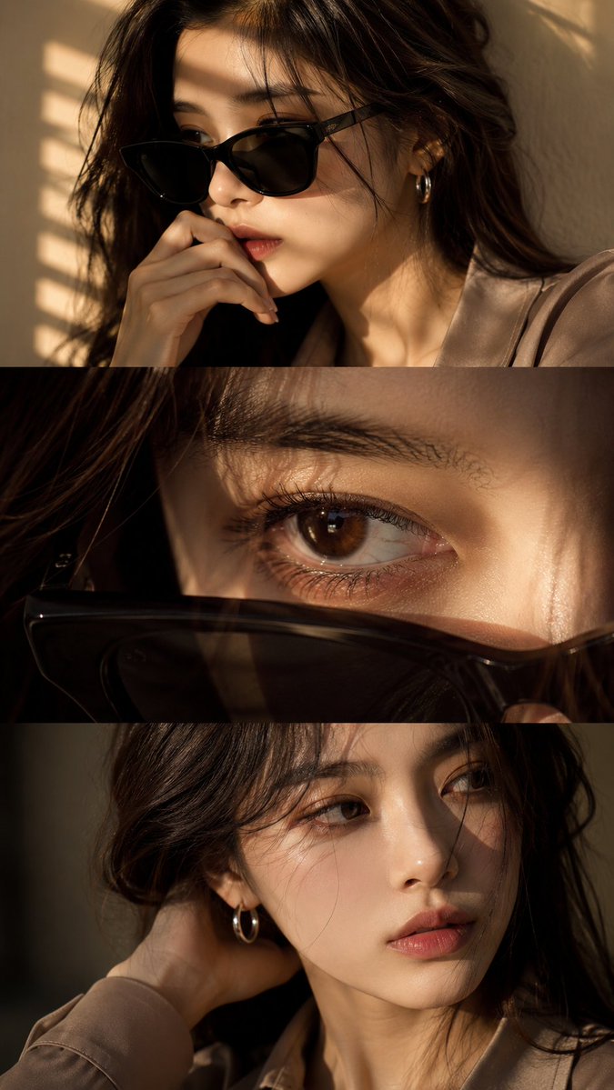Luxury Editorial Triptych Portrait - AI image template preview