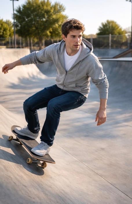 Sam Altman Skateboarding in Empty Park - AI image template preview