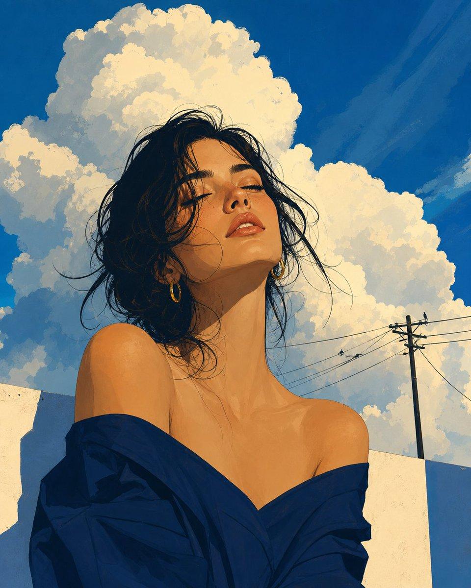 Editorial Fashion Illustration of a Woman Resting - AI image template preview
