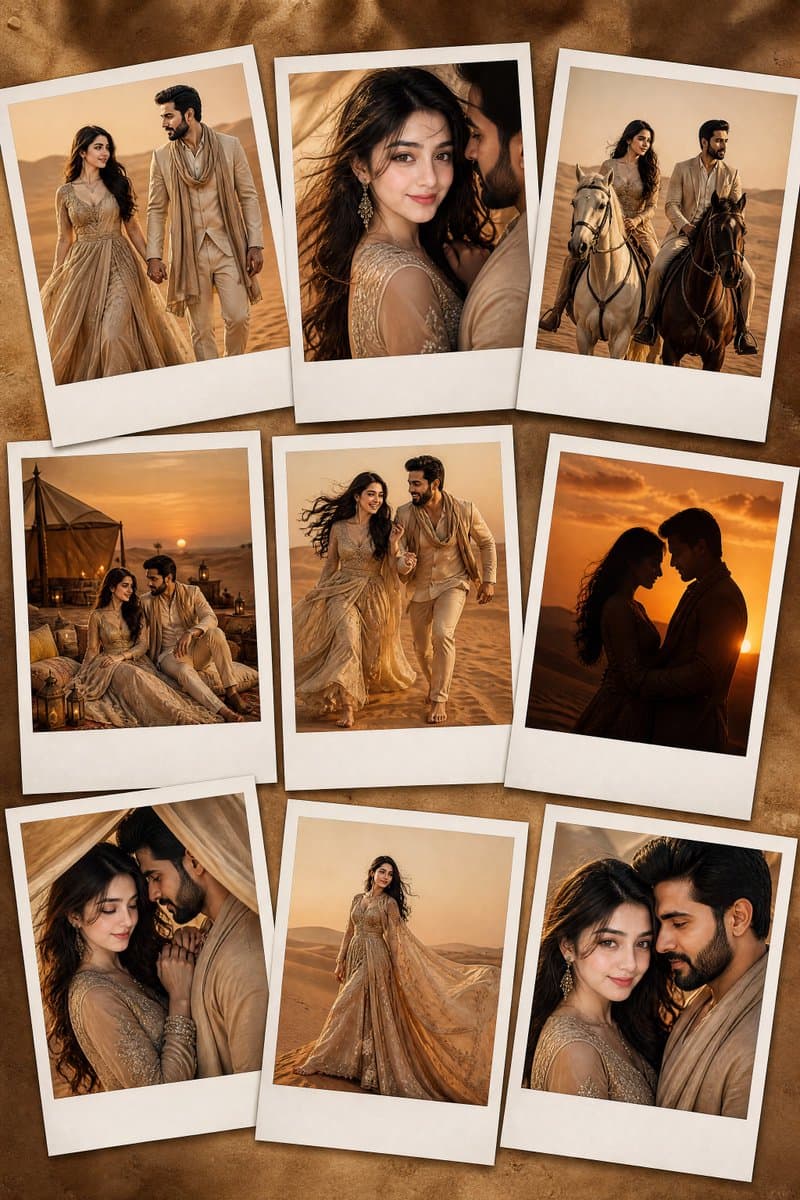 Desert Fashion Editorial Portrait - AI image template preview