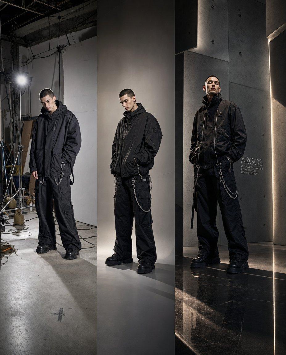 Dark Techwear Triptych Editorial preview