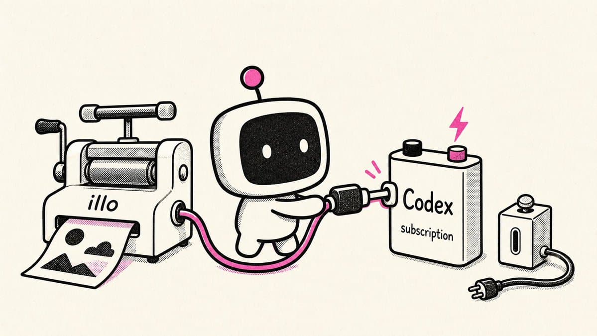 Retro Robot Powering Illo with Codex - AI image template preview