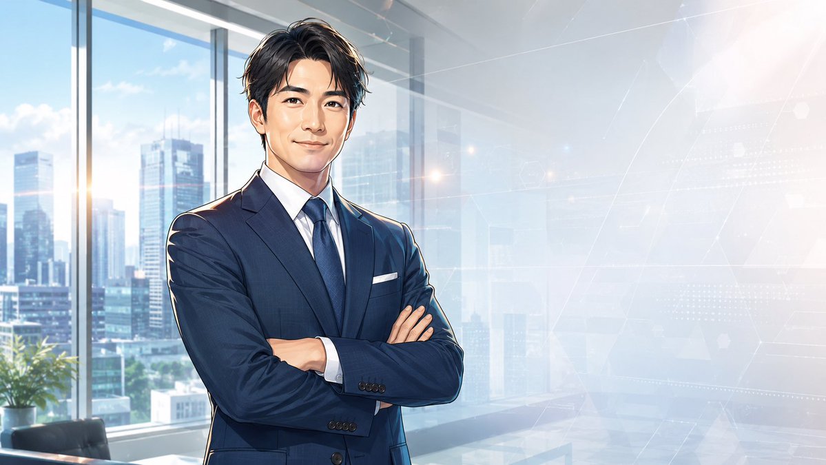 Censored Anime Businessman Portrait - AI image template preview
