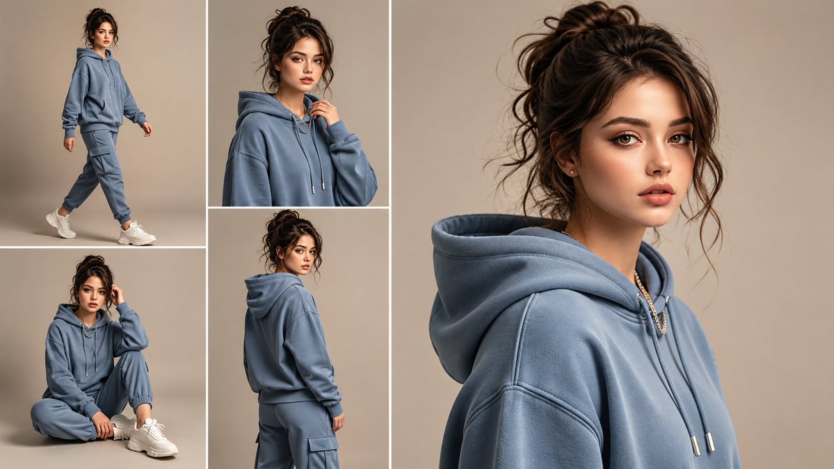 Anonymous Tracksuit Lookbook Collage - AI image template preview