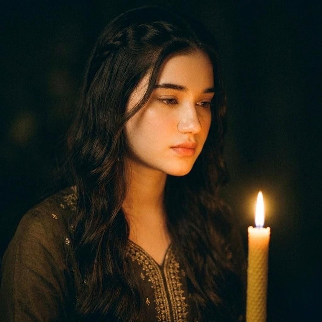 Candlelit Portrait With Obscured Face - AI image template preview