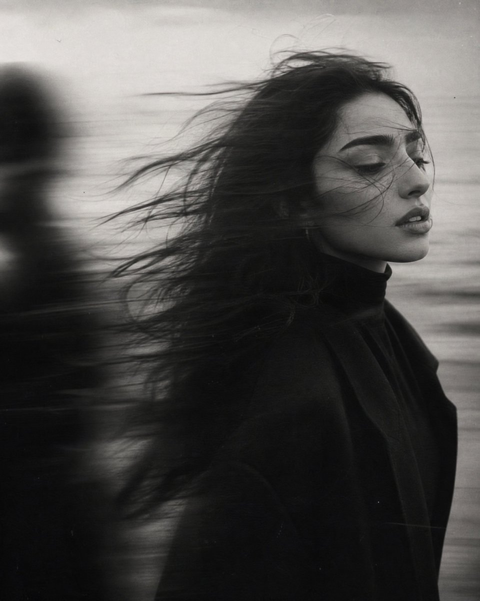 Windblown Anonymous Film Portrait - AI image template preview