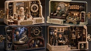 Mechanical Wind-up Miniature World - AI image template preview