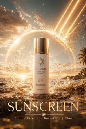 Luxury Skincare Sunscreen Ad Campaign - AI image template preview