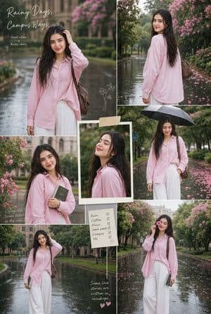 Rainy Campus Portrait Collage - AI image template preview