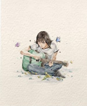 Watercolor Illustration of Guitar Player - AI image template preview