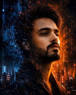 Futuristic Cyberpunk Side Profile Portrait - AI image template preview