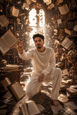 Ancient Abandoned Library Fantasy Portrait - AI image template preview