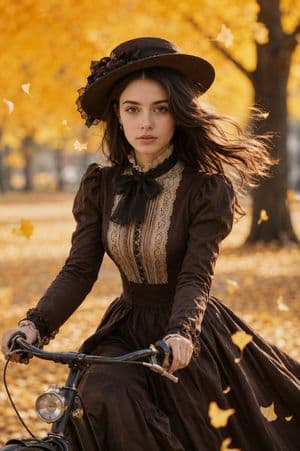 Victorian Woman Riding Vintage Bicycle - AI image template preview