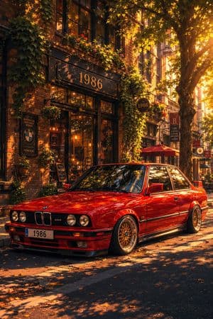 Classic BMW E30 Urban Illustration - AI image template preview