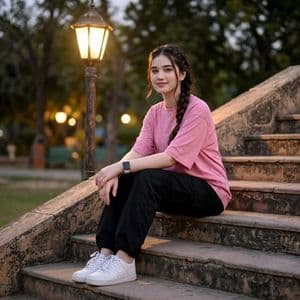Twilight Park Stair Portrait - AI image template preview