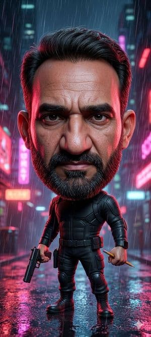 Cyberpunk Chibi Tactical Hero - AI image template preview
