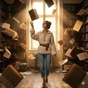 Abandoned Library Fantasy Portrait - AI image template preview