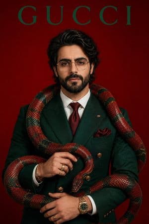 Emerald Suit Fashion Snake Portrait - AI image template preview