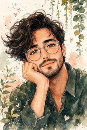 Watercolor Anime Style Male Portrait - AI image template preview