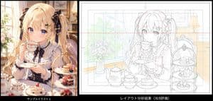 Blonde Twin Tails Girl Drinking Tea - AI image template preview